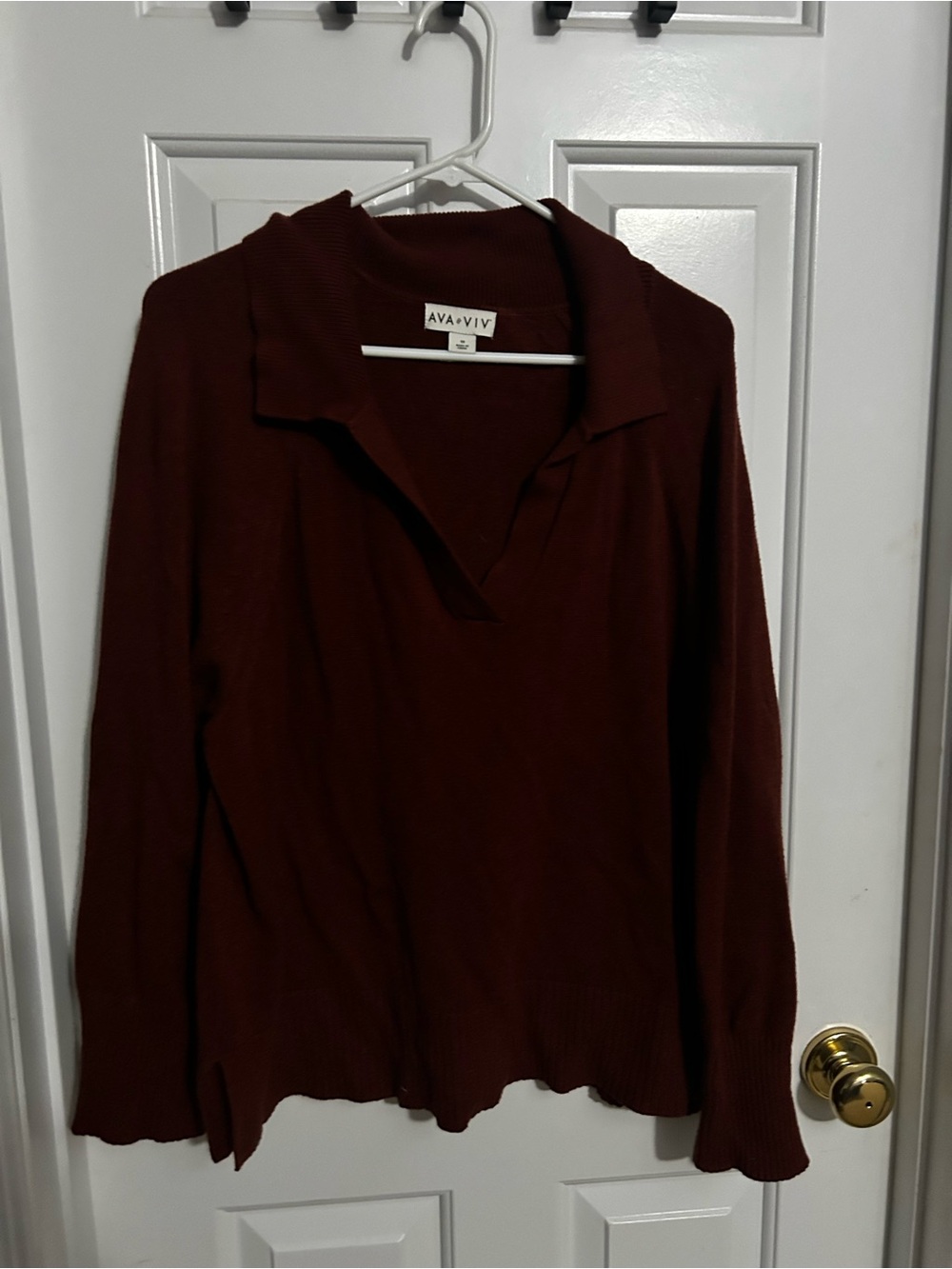 Ava & Viv Ribbed Knit Top in Deep Brown